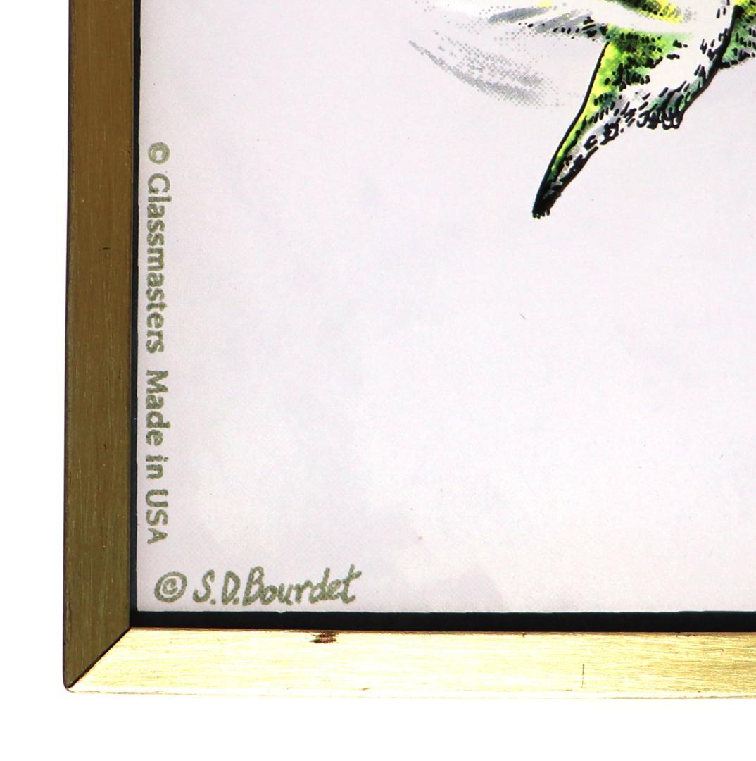 スーザン・ブルデ ヴィンテージ ステンドグラス ハチドリとフクシア 水彩画 絵画