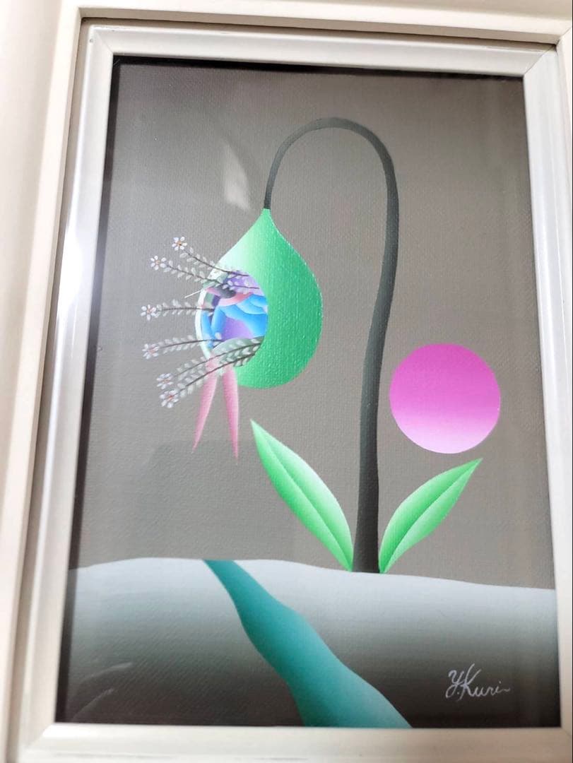 レア　久里洋ニ　絵　原画　本物　「花の実の中から女の子」　31.5×38cm