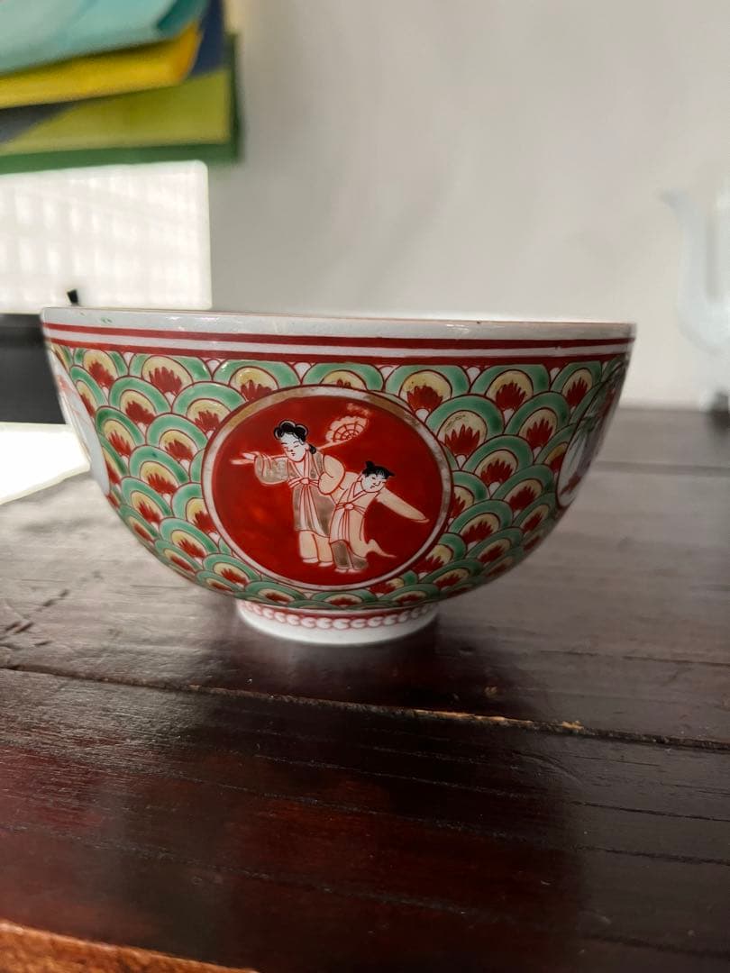 江戸中期　元禄伊万里　盛期古伊万里　上手色絵　珍品　青海波　魚鳥海老