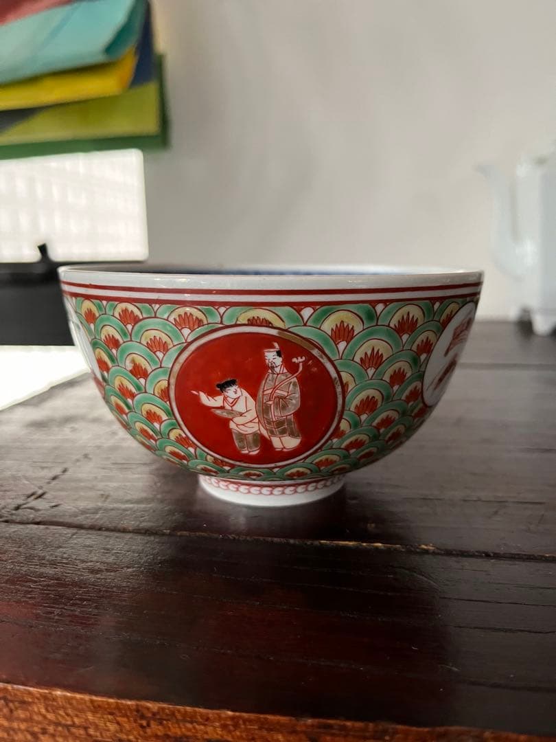 江戸中期　元禄伊万里　盛期古伊万里　上手色絵　珍品　青海波　魚鳥海老