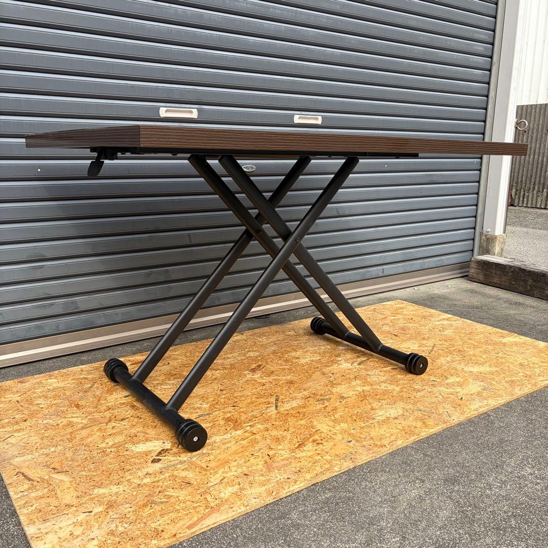 【無段階高さ調節・ローテーブル・ダイニングテーブル・キャスター付き】