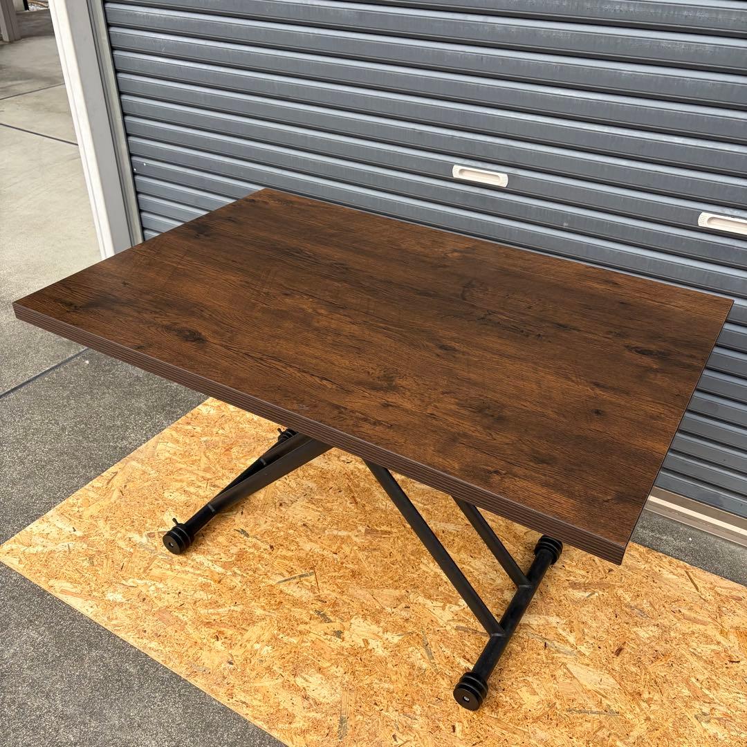 【無段階高さ調節・ローテーブル・ダイニングテーブル・キャスター付き】