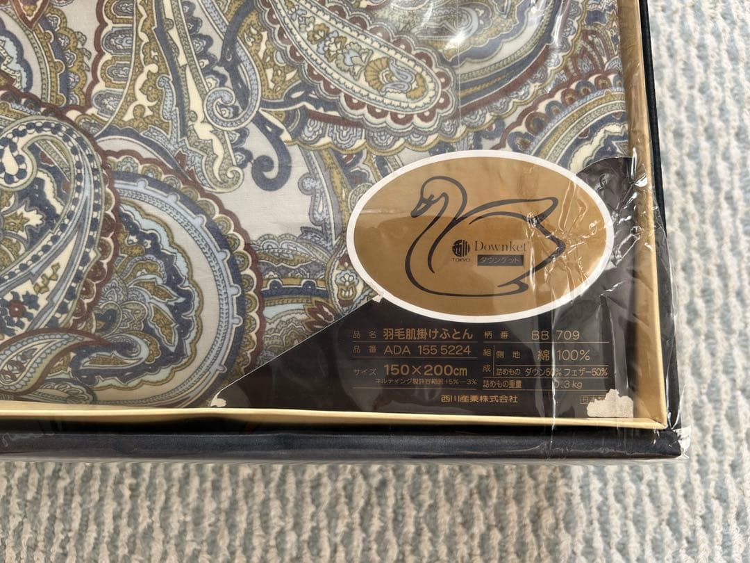 Burberrys バーバリー 羽毛肌掛け布団 ペイズリー シングル　西川ブルー