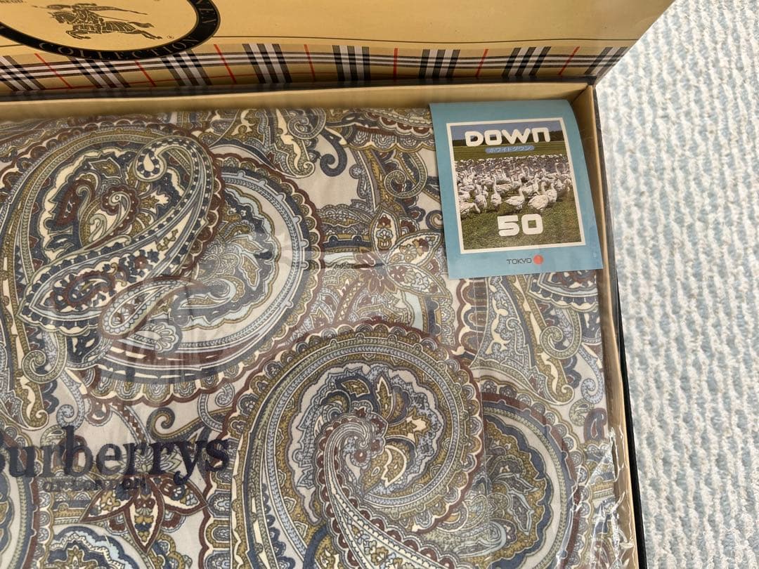 Burberrys バーバリー 羽毛肌掛け布団 ペイズリー シングル　西川ブルー