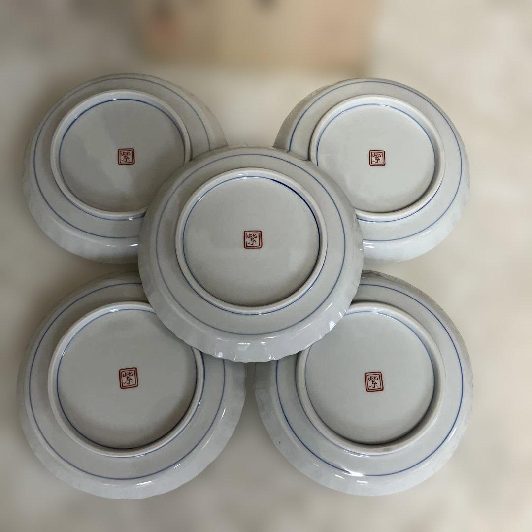 九谷焼き　魯山人写し　双魚文　皿５枚組　作家山下紫布