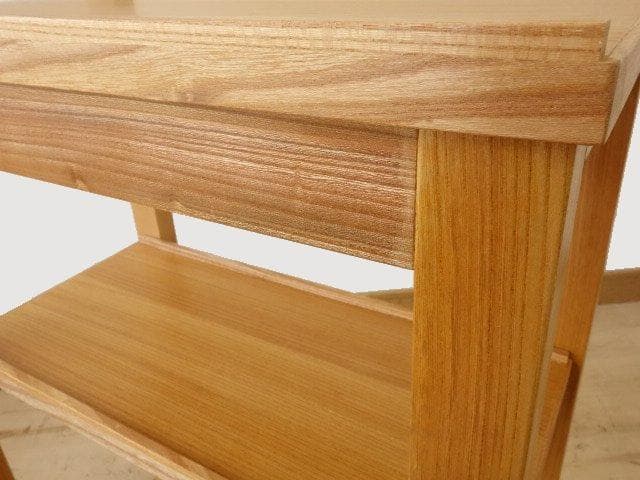 北海道手作り家具　ケヤキ材（引出付）　木製　ワゴン