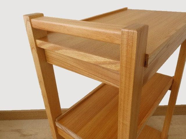 北海道手作り家具　ケヤキ材（引出付）　木製　ワゴン
