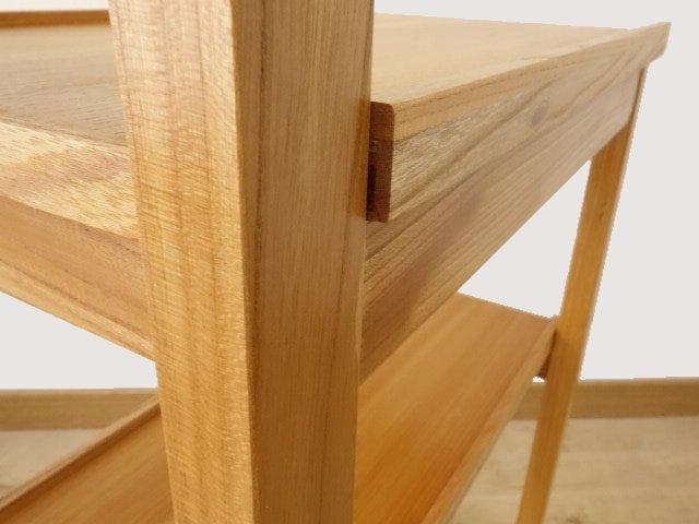 北海道手作り家具　ケヤキ材（引出付）　木製　ワゴン