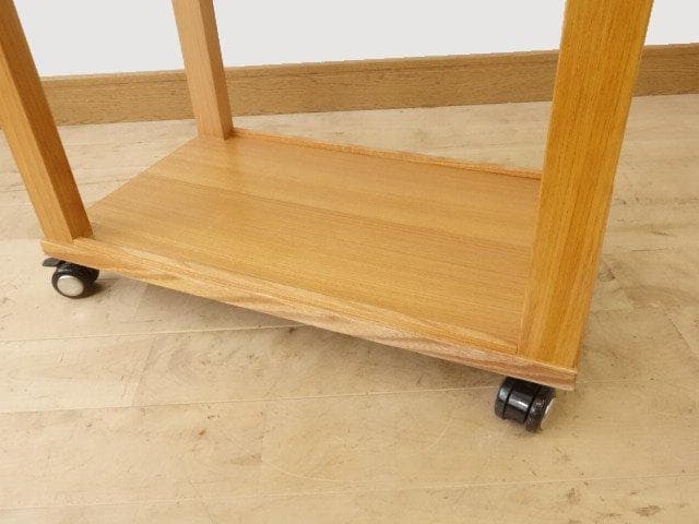 北海道手作り家具　ケヤキ材（引出付）　木製　ワゴン