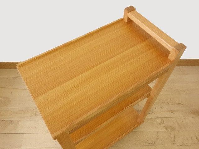 北海道手作り家具　ケヤキ材（引出付）　木製　ワゴン