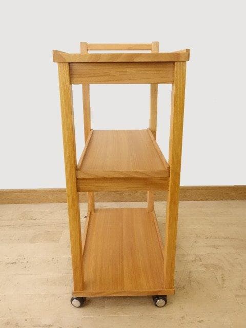 北海道手作り家具　ケヤキ材（引出付）　木製　ワゴン