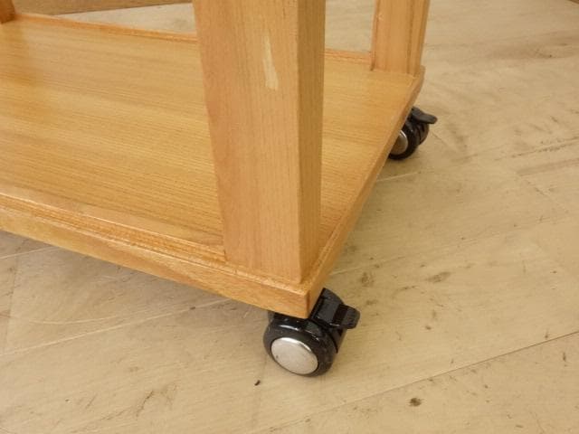 北海道手作り家具　ケヤキ材（引出付）　木製　ワゴン