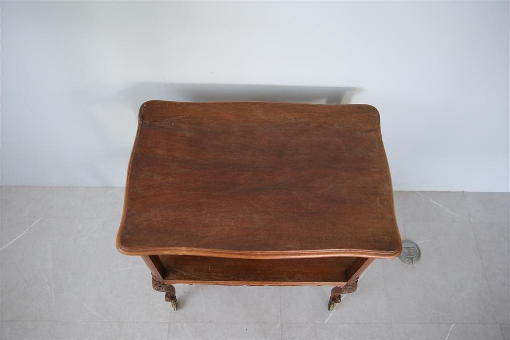 フランスアンティーク猫脚キッチンワゴン/木製トロリー/サイドテーブル90-134