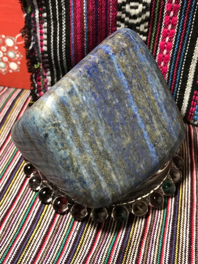 《SHOP》ブラジル産【瑠璃/ラピスラズリ/青金石】磨き原石/置物[654