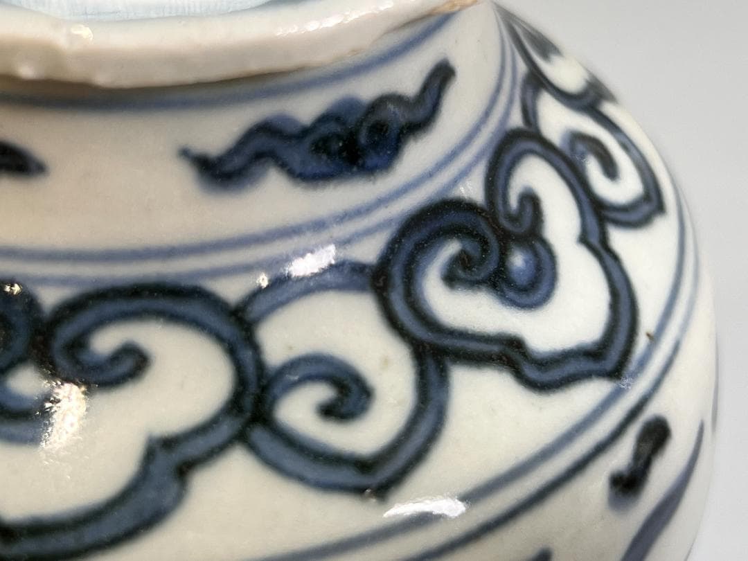 中国美術 青花鳳紋蓋罐 將軍罐 高 14.5cm 明