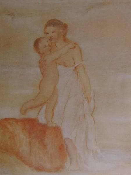 パブロ・ピカソ、女と裸の子供、希少な画集より、新品高級額装付、状態
