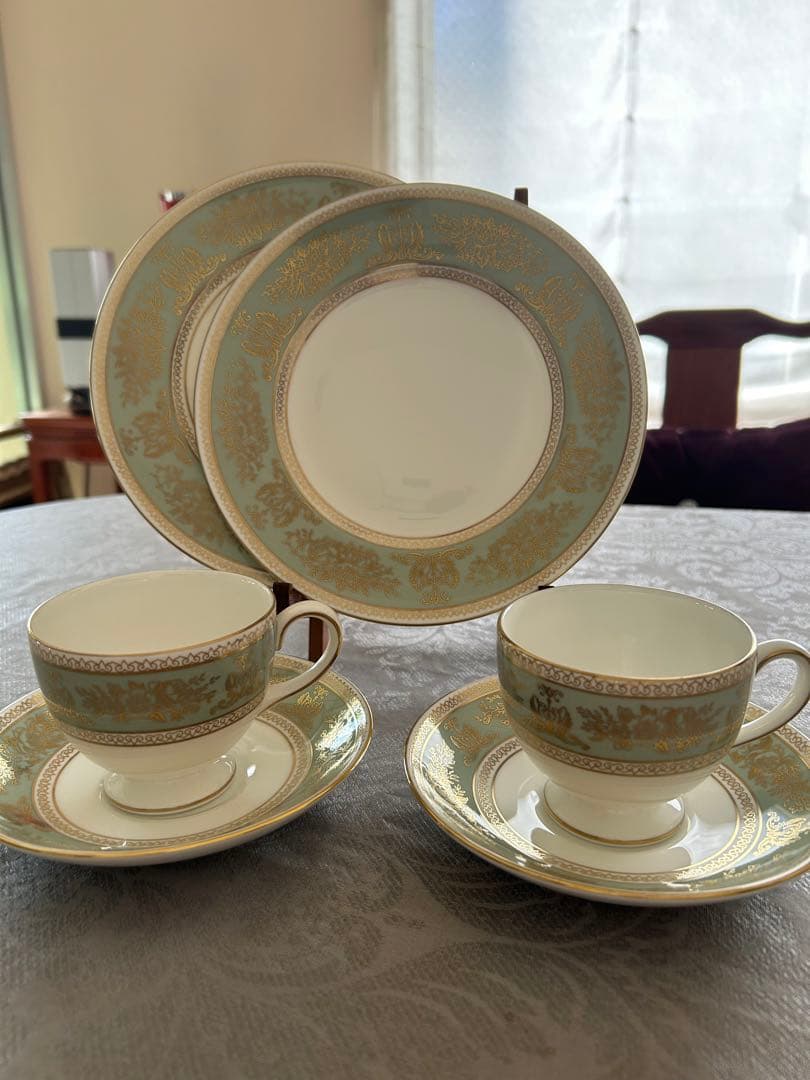 【ウェッジウッド】コロンビアセージグリーン　トリオ　2セット