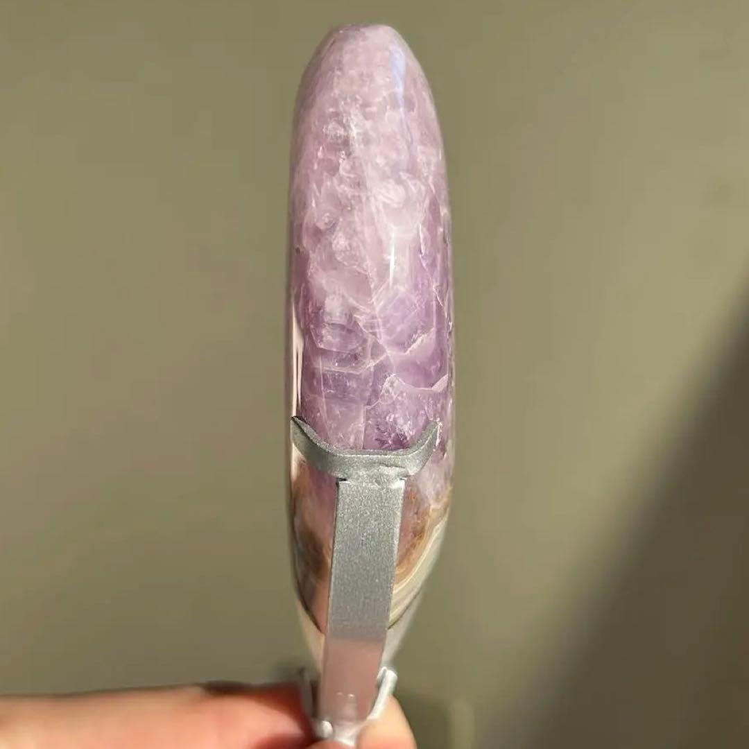 《美品》　アメジスト　アゲート　共生　ハート　台座付き