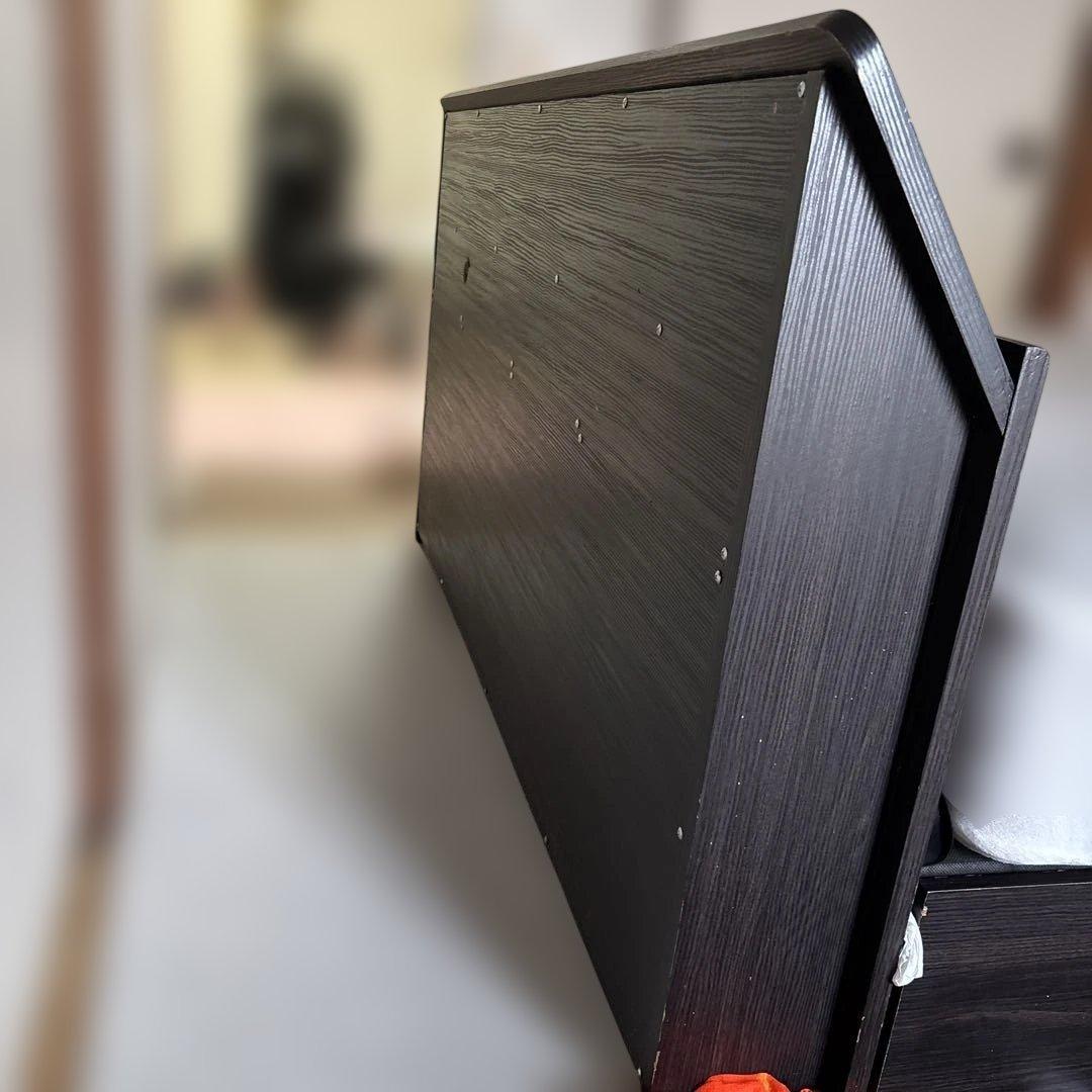 ダークブラウン 木製 ダブルベッドフレーム 収納付き