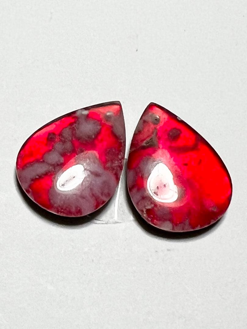 オーロラ　プルームアゲート　ダブレット　レッド　14kgfピアス