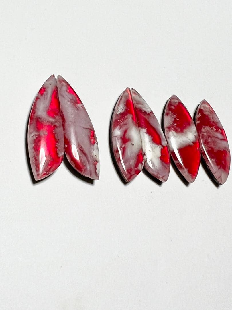 オーロラ　プルームアゲート　ダブレット　レッド　14kgfピアス