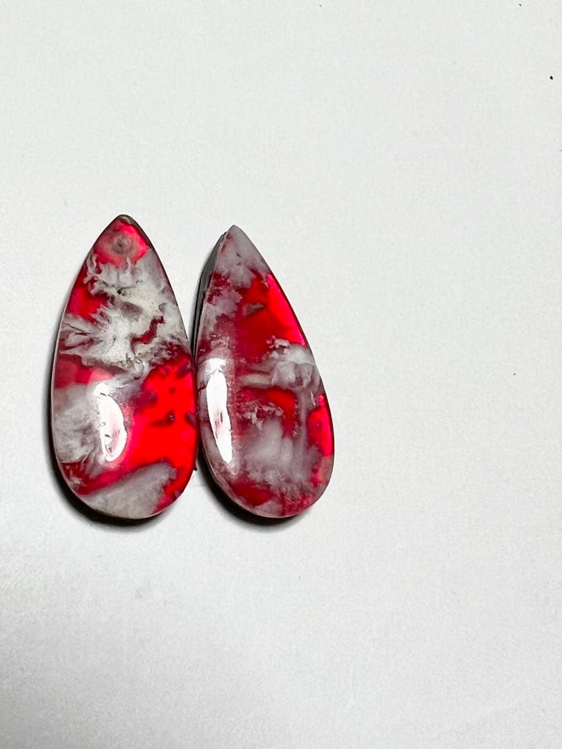 オーロラ　プルームアゲート　ダブレット　レッド　14kgfピアス