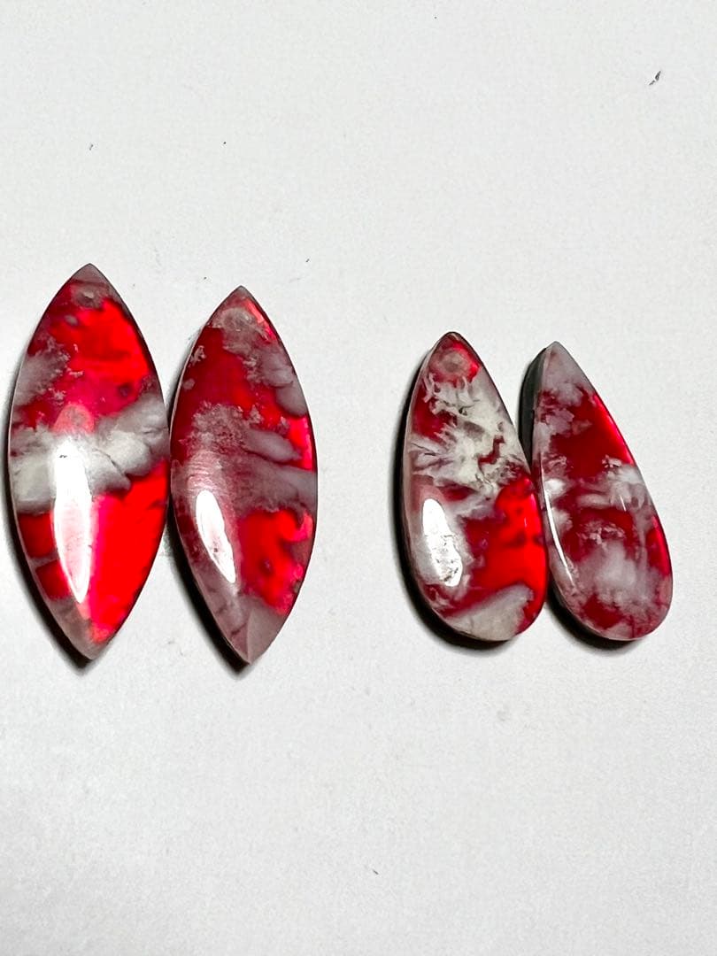 オーロラ　プルームアゲート　ダブレット　レッド　14kgfピアス