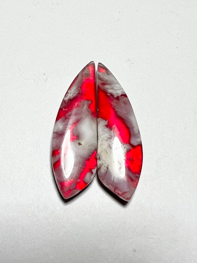 オーロラ　プルームアゲート　ダブレット　レッド　14kgfピアス