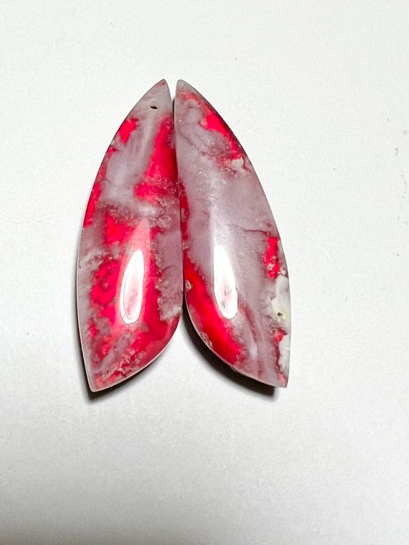 オーロラ　プルームアゲート　ダブレット　レッド　14kgfピアス