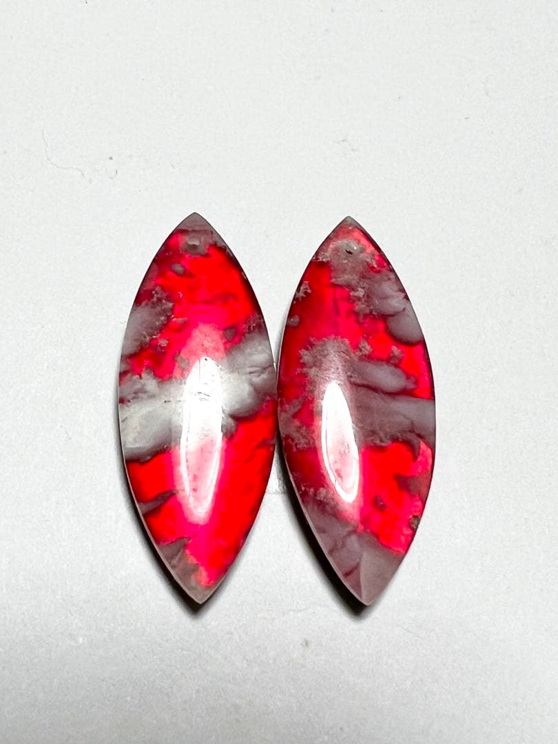 オーロラ　プルームアゲート　ダブレット　レッド　14kgfピアス