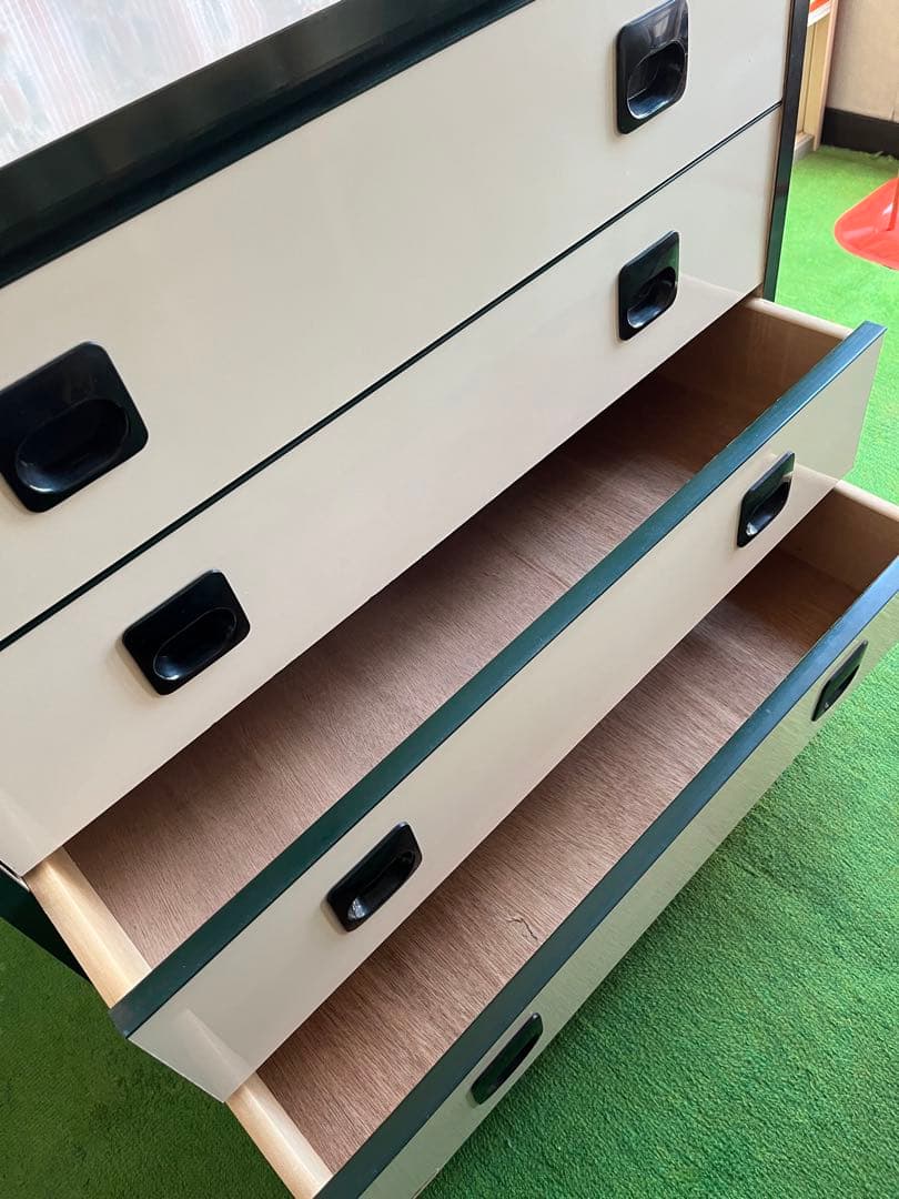 チェスト 昭和レトロ レトロポップ インテリア 当時物 白 緑 箪笥