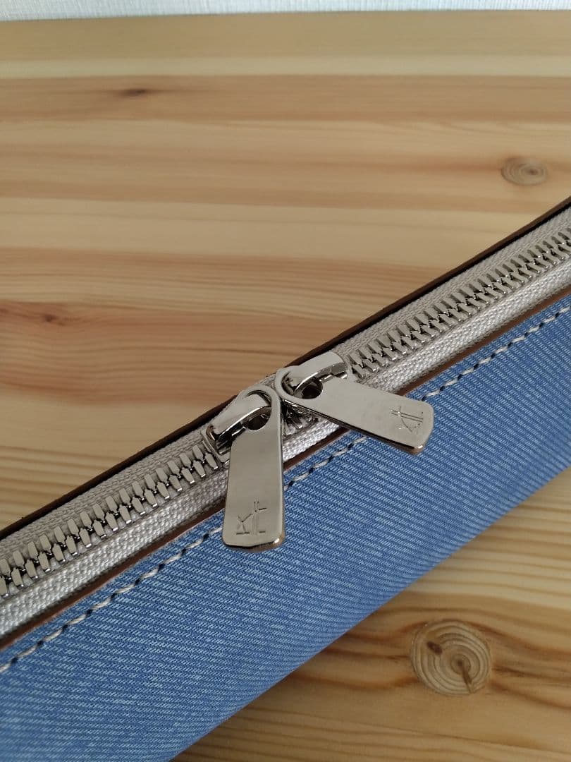 ペンケース　瀬戸内レザー(藍)　インディゴ染め　牛タンニン革　デニム柄