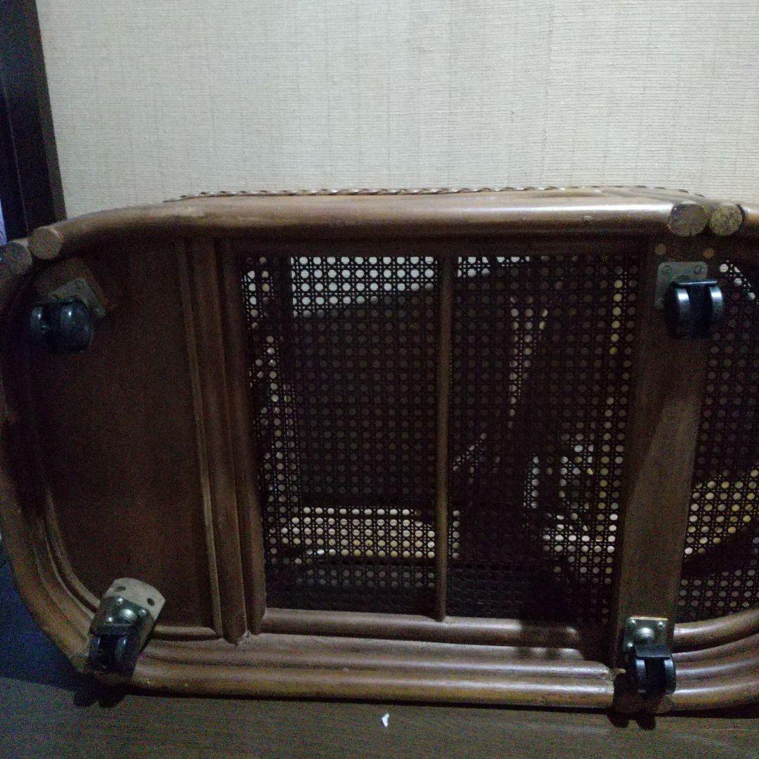 籐 ラタン 楕円形テーブル ガラス天板