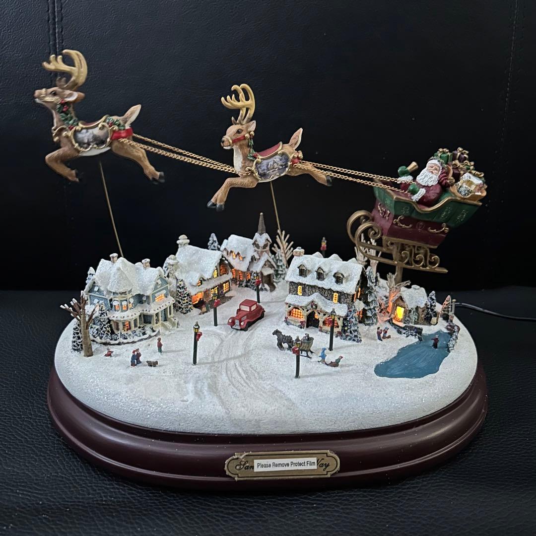 ★トーマスキンケード クリスマス サンタ＆トナカイ オルゴール ライトアップ