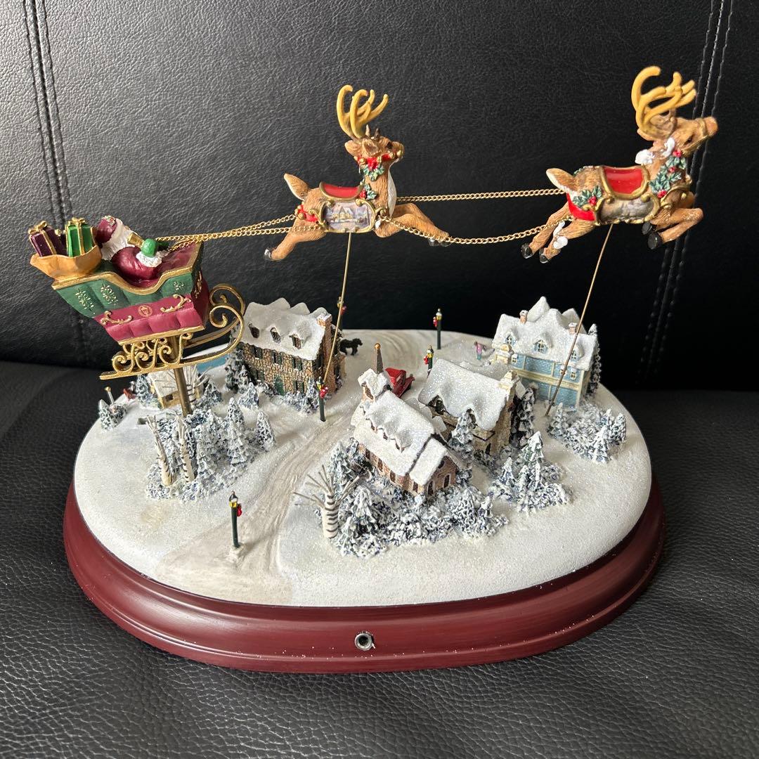 ★トーマスキンケード クリスマス サンタ＆トナカイ オルゴール ライトアップ