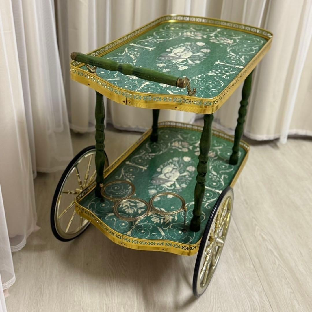 イタリア製 アンティーク キッチン ワゴン キャスター付