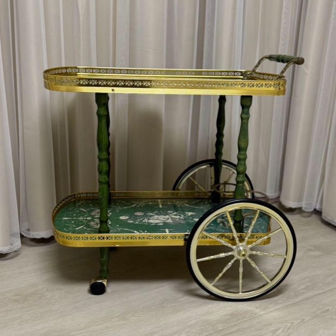 イタリア製 アンティーク キッチン ワゴン キャスター付