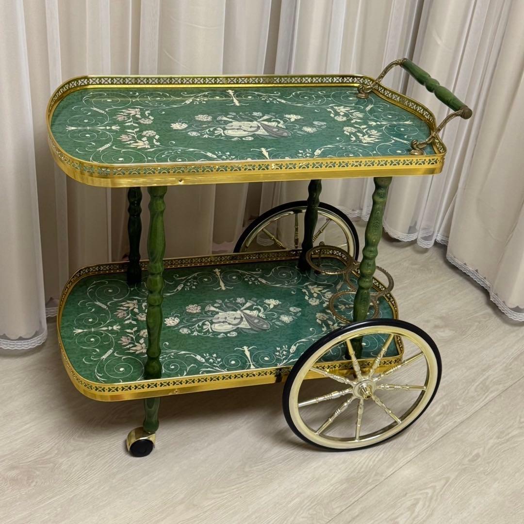 イタリア製 アンティーク キッチン ワゴン キャスター付