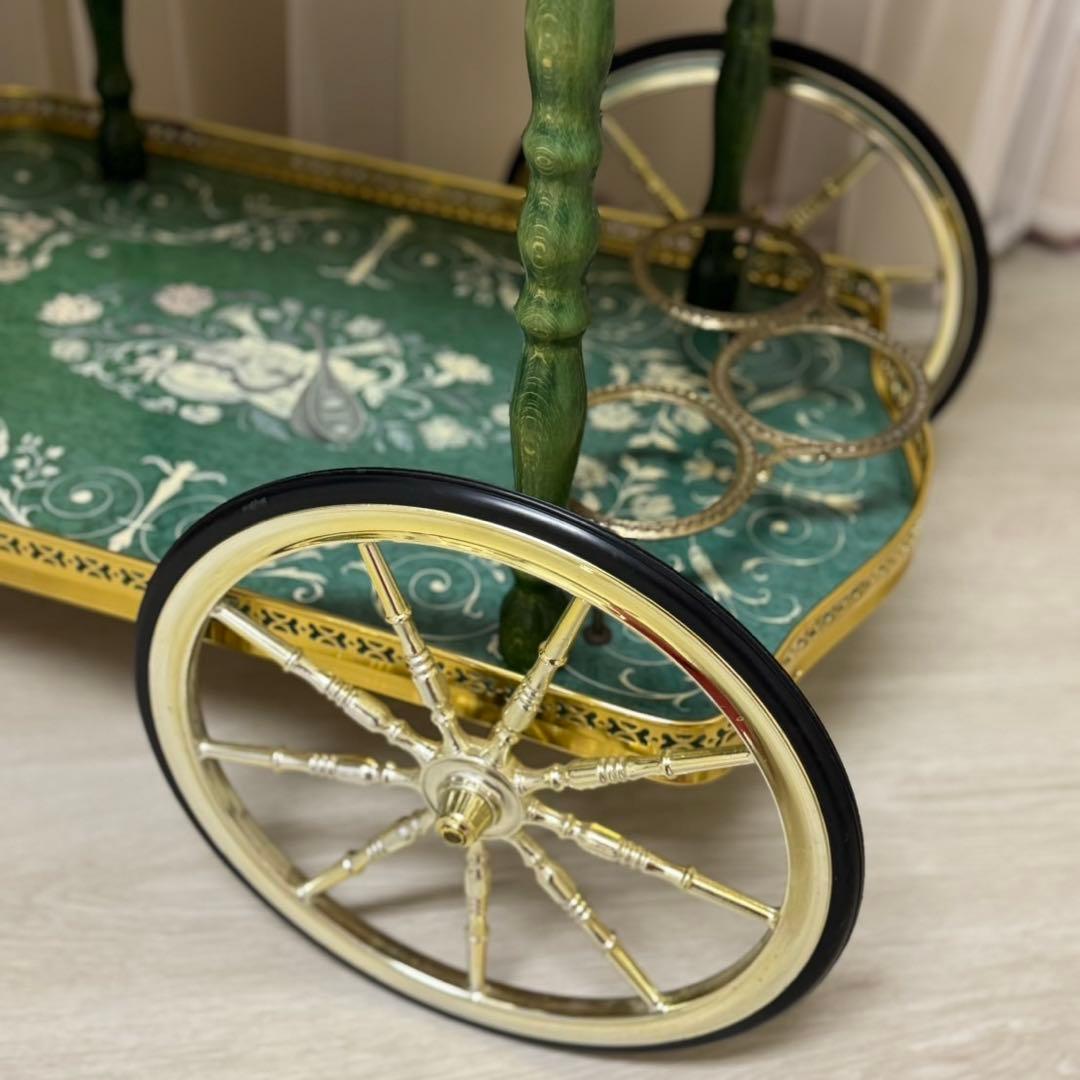 イタリア製 アンティーク キッチン ワゴン キャスター付