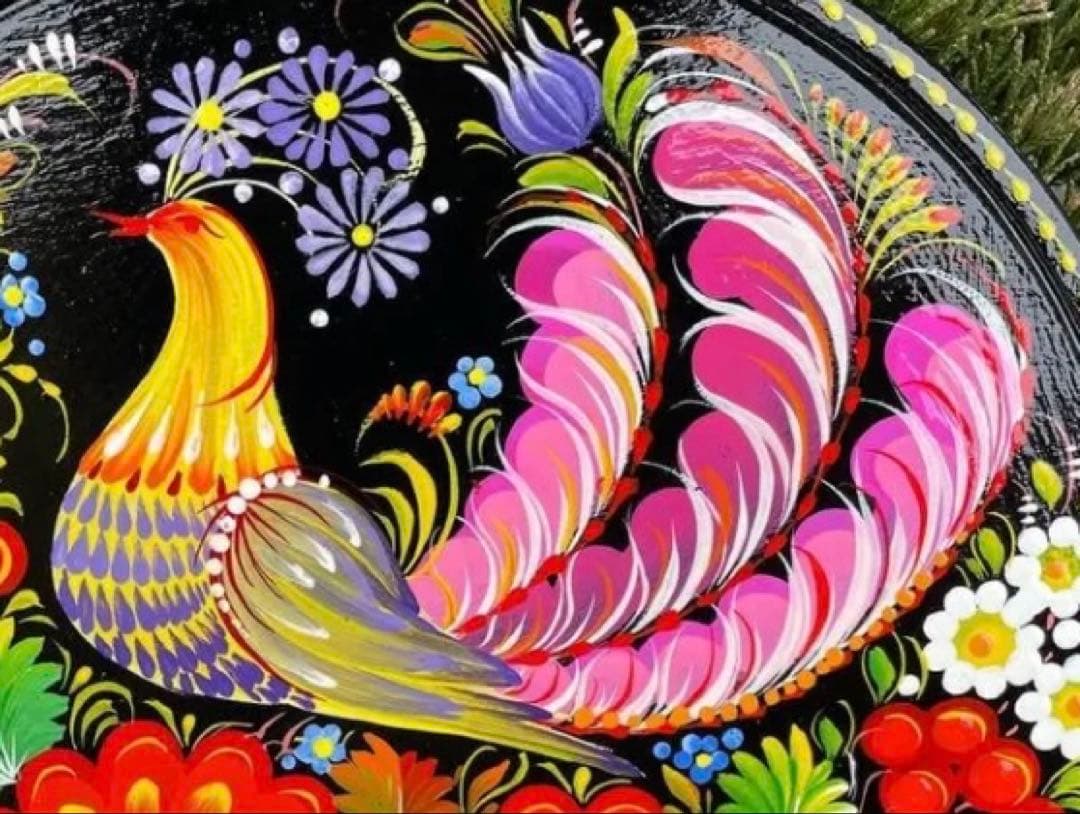 製ペトリキウカ塗りのプレート （ヴァレンティナ・ホロべッツ）20cm