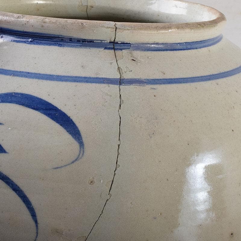 朝鮮美術　李朝　高麗白磁　染付　花文　壺　C　R8023C