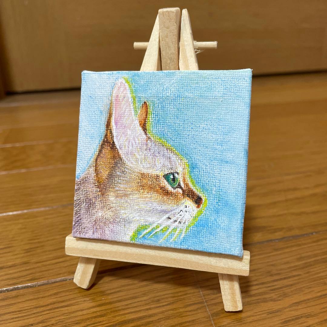 猫 シンガプーラ 水彩色鉛筆画 水彩画 ミニキャンバス - メルカリ