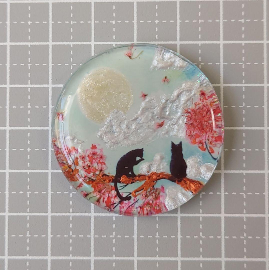 レジン　猫　ヘアゴム　ブローチ　ポニーフック　No.460