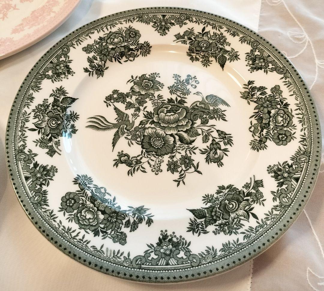 バーレイ　アジアティックフェザンツ　プレート3枚★22.5cm　グリーン　ピンク