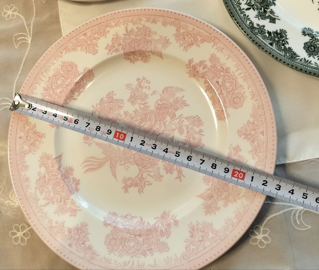 バーレイ　アジアティックフェザンツ　プレート3枚★22.5cm　グリーン　ピンク