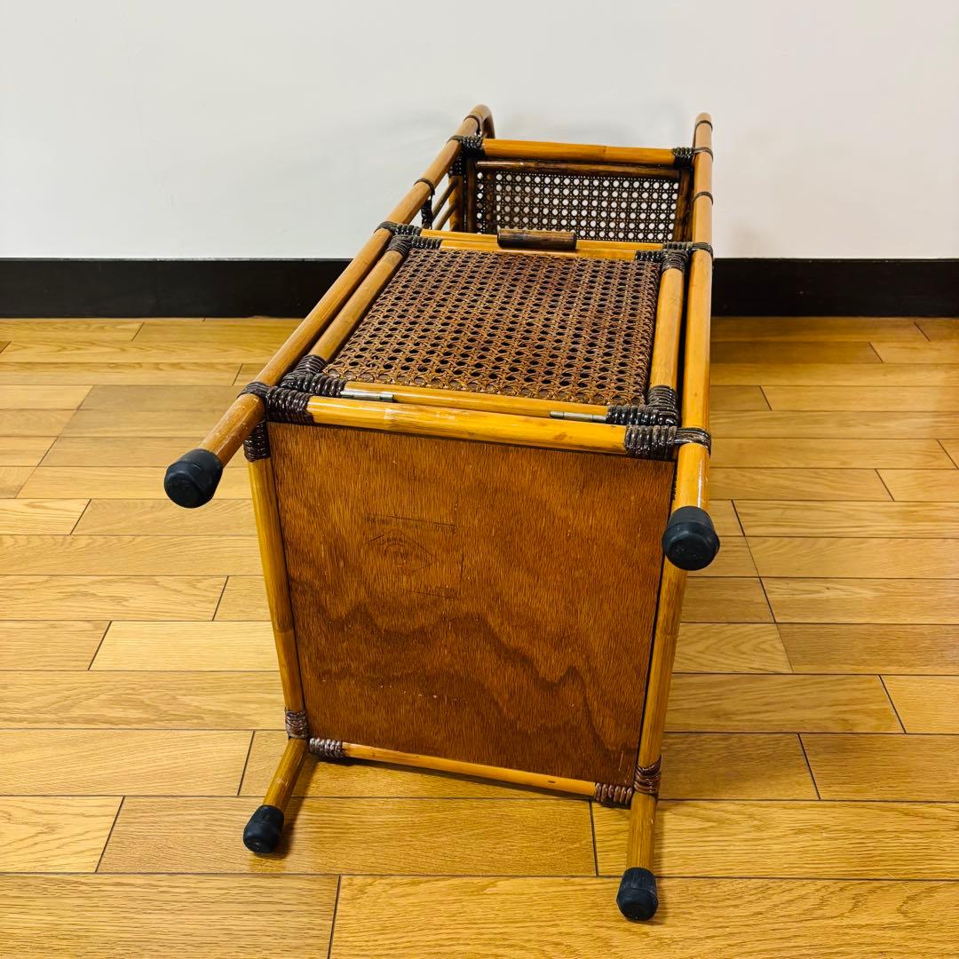 ラタン 3段棚 ラック 昭和レトロ 電話台 花台 飾り棚 籐 収納