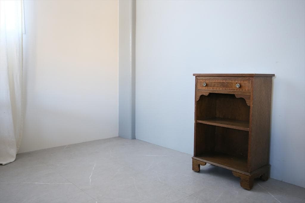 英国アンティーク木製ブックシェルフ/本棚/食器棚/飾り棚/収納ラック91-166