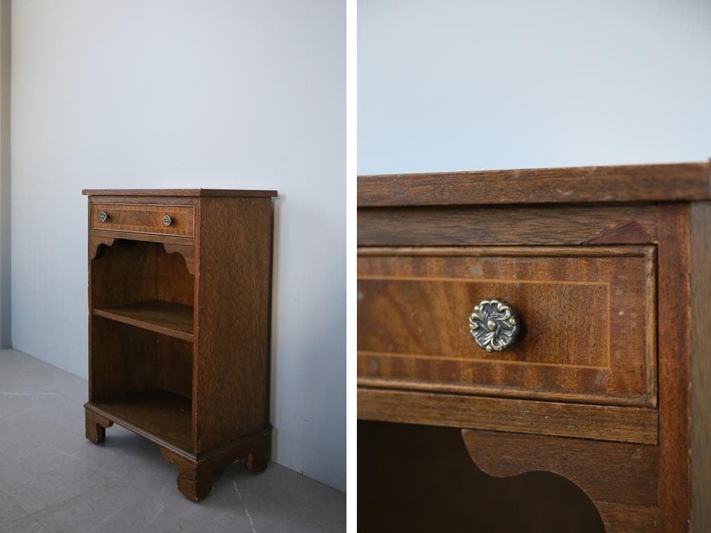 英国アンティーク木製ブックシェルフ/本棚/食器棚/飾り棚/収納ラック91-166