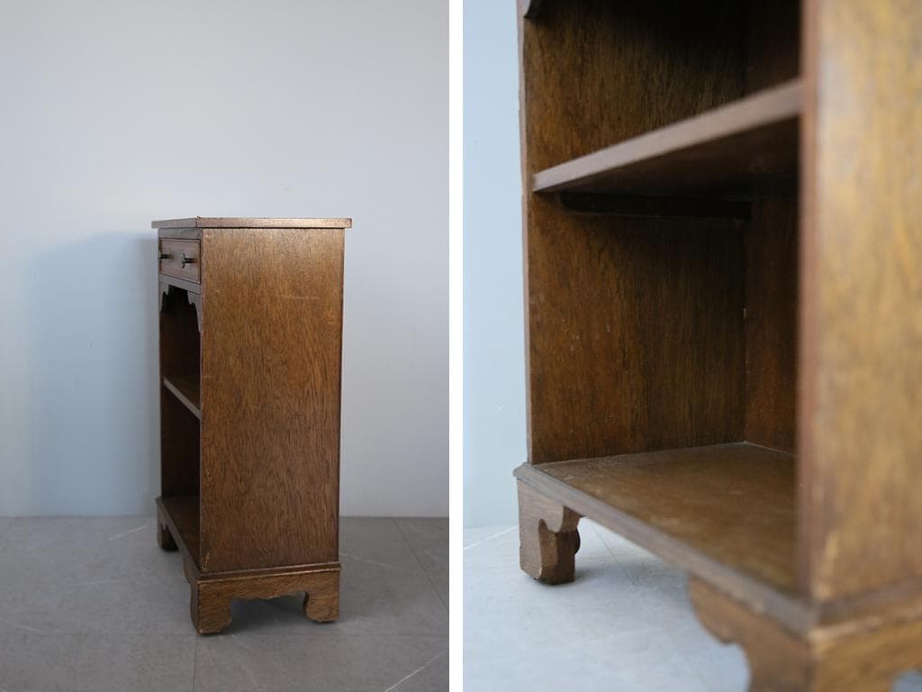 英国アンティーク木製ブックシェルフ/本棚/食器棚/飾り棚/収納ラック91-166