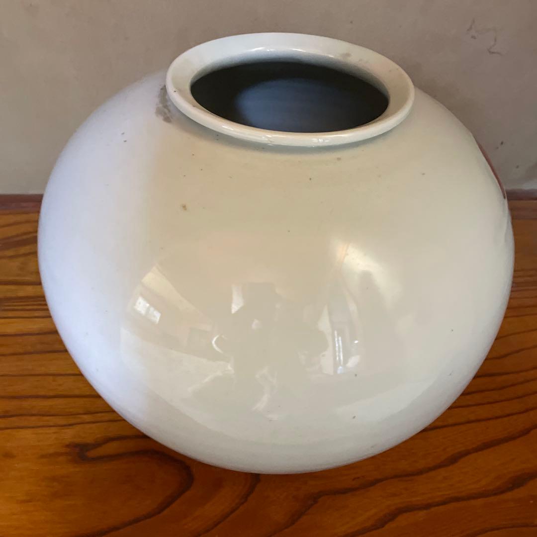 高麗白磁の象嵌（ぞうがん）壺 大壺 旭日鶴老松 象嵌壺 40x40 - メルカリ
